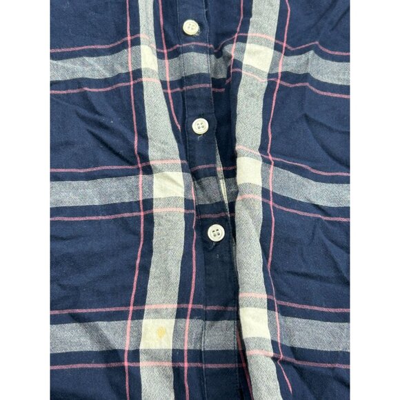 Vintage Bass Sleeveless Plaid Button-Up Shirt Navy/White - Picture 4 of 10